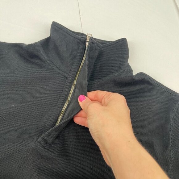 Banana Republic Sweater Large Mens Black Suede Patch Preppy Casual Pullover Knit - Picture 8 of 11